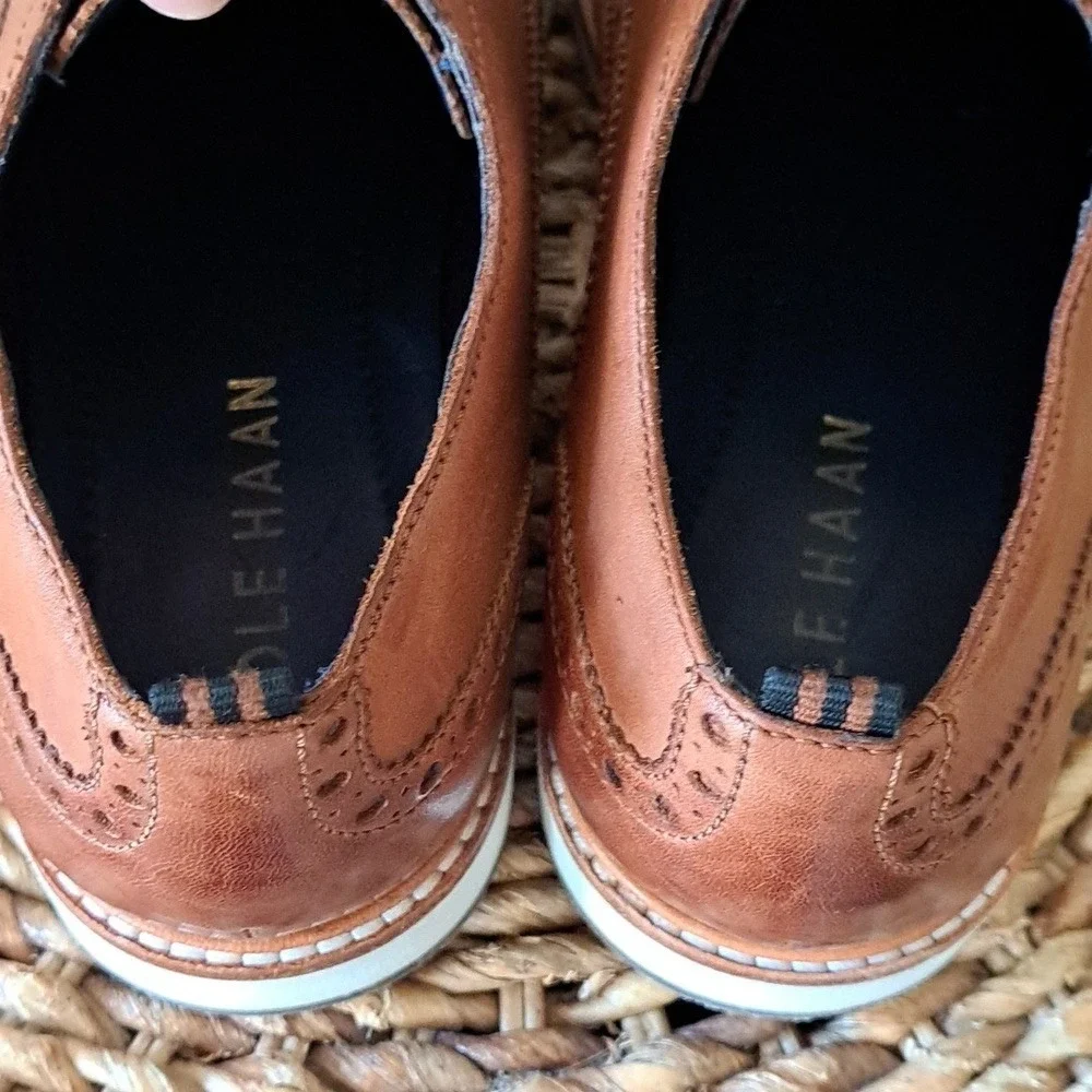 Cole Haan Mens‎ Morse Grand British Tan Leather Wingtip Oxford Derby Shoes S-10